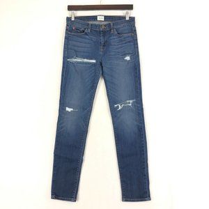 Hudson Women's Size 29 Colette Mid Rise Skinny Crue Blue Distressed Denim Jeans
